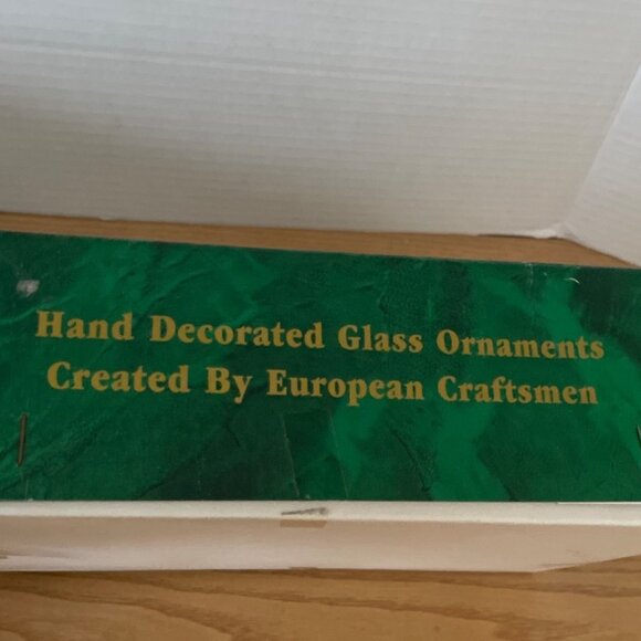 Vtg Commodore Christmas Classics Glass Ornaments Gold Hand Decorated in Romania - Picture 6 of 8